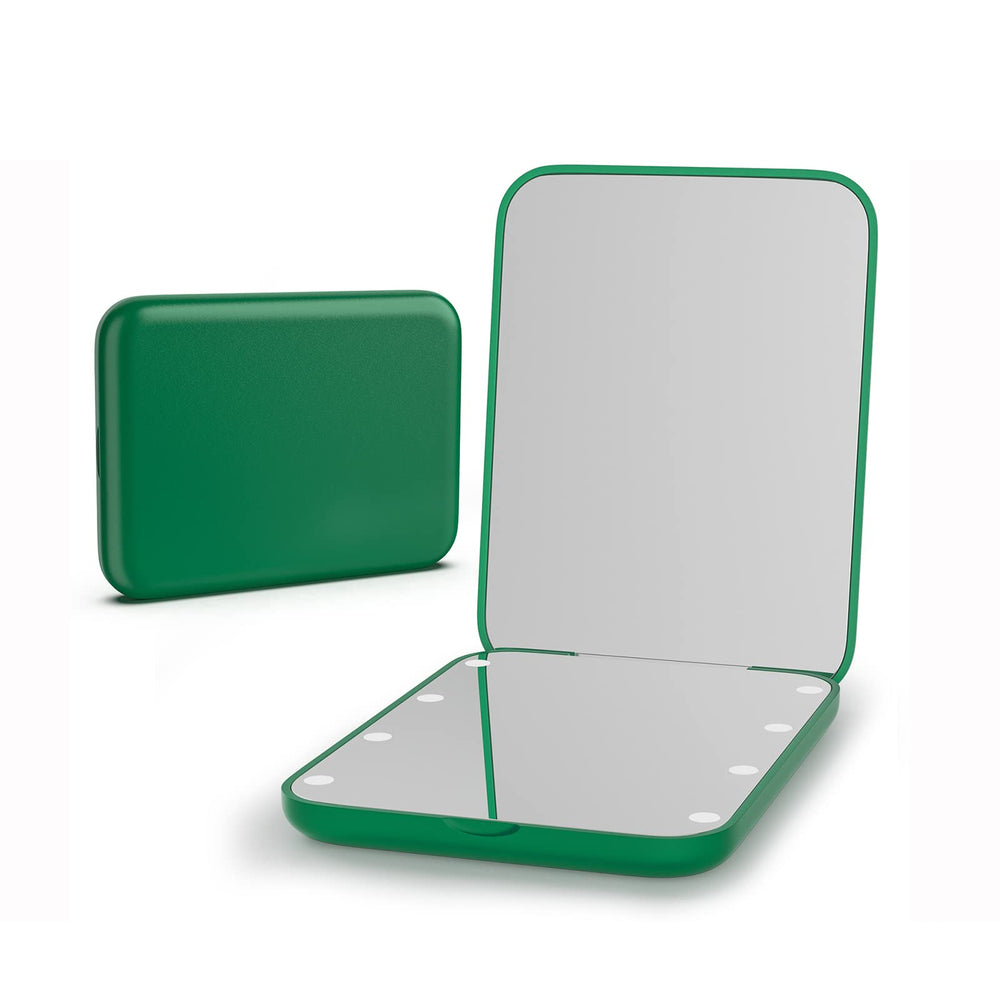 Kintion Pocket Mirror in green, closed, ideal for on-the-go touchups