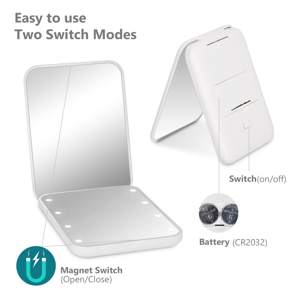Kintion pocket mirror 180-degree hinge enables comfortable handheld use.