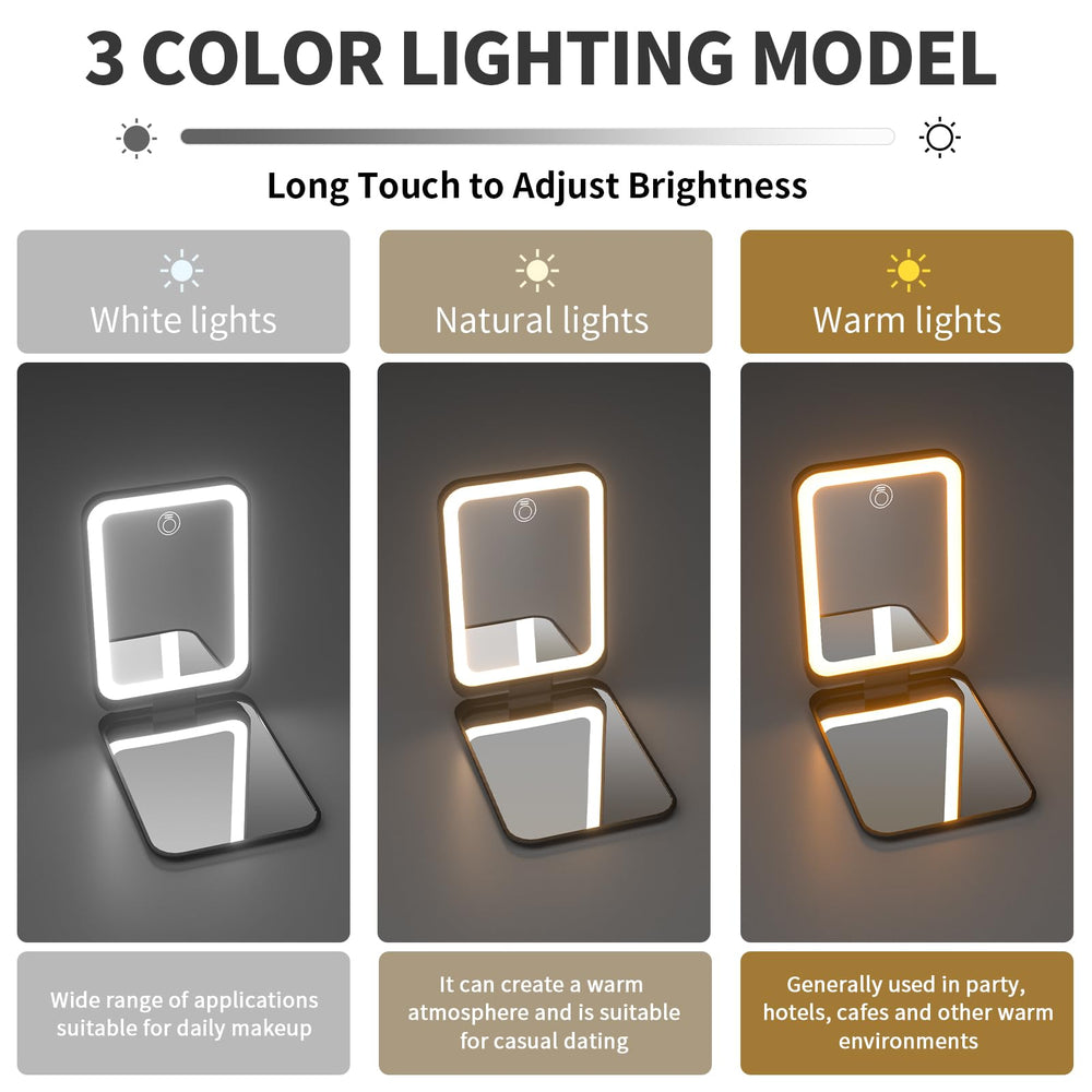 Kintion rechargeable LED mirror powers up easily for convenient lighting on the go.