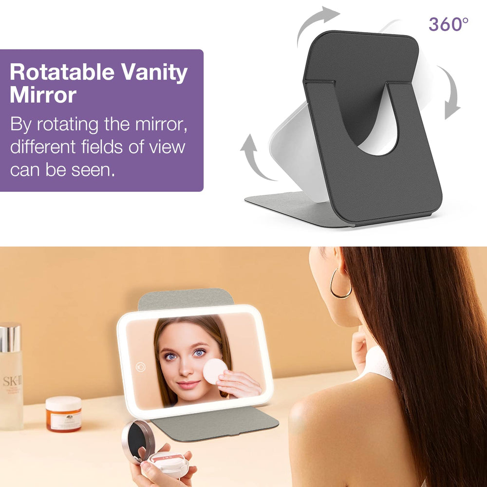 Kintion rechargeable tabletop mirror for cordless use anywhere.