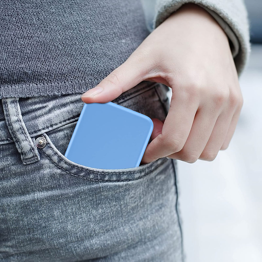 Kintion travel folding mirror in blue, ideal for purse touch-ups.