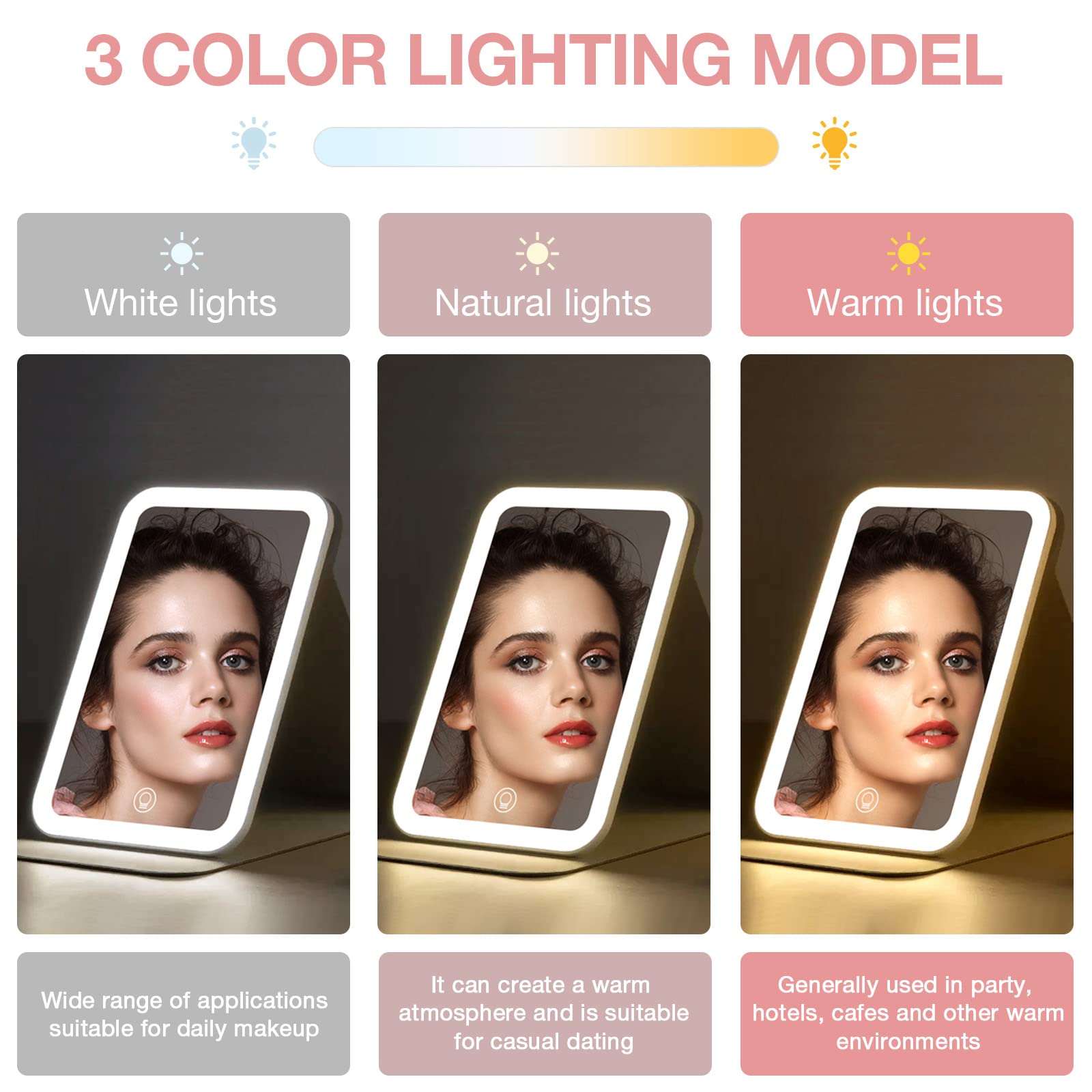 Kintion Travel Makeup Mirror demonstrates 360 rotation for horizontal or vertical use.