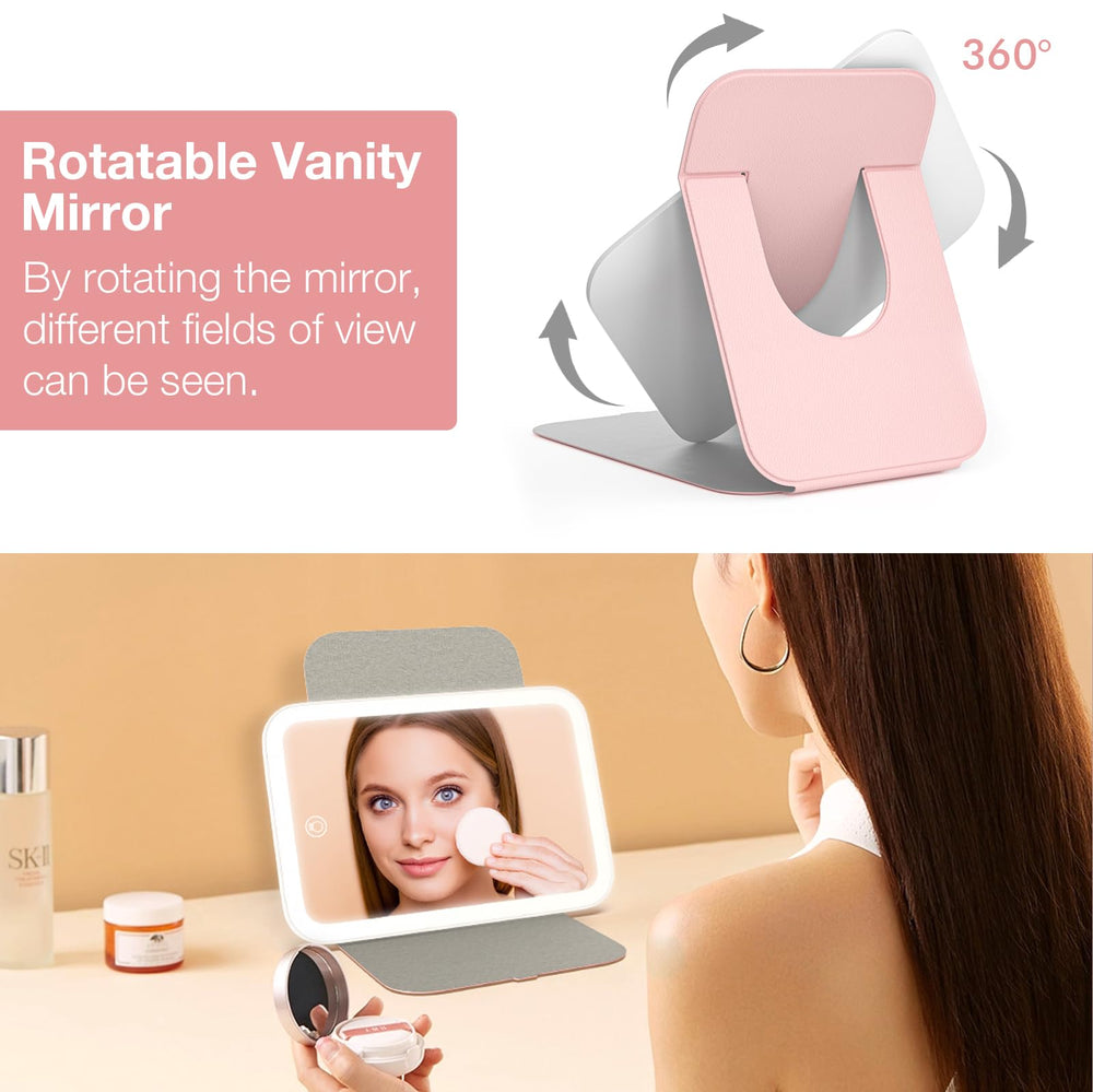 Kintion Travel Makeup Mirror rechargeable battery enables cordless grooming anywhere.