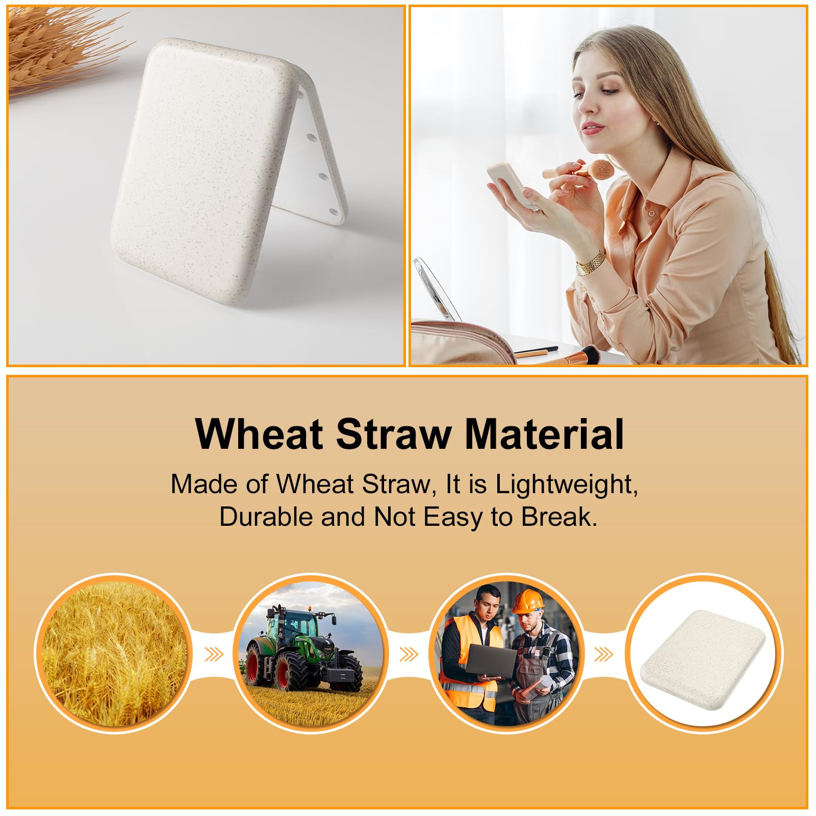 Kintion wheat straw compact mirror 3x magnification for close-up checks