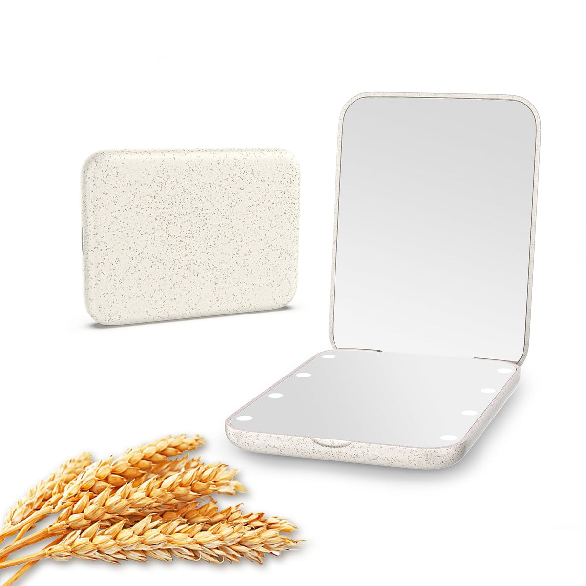 Kintion wheat straw compact mirror closed for easy storage and daily use