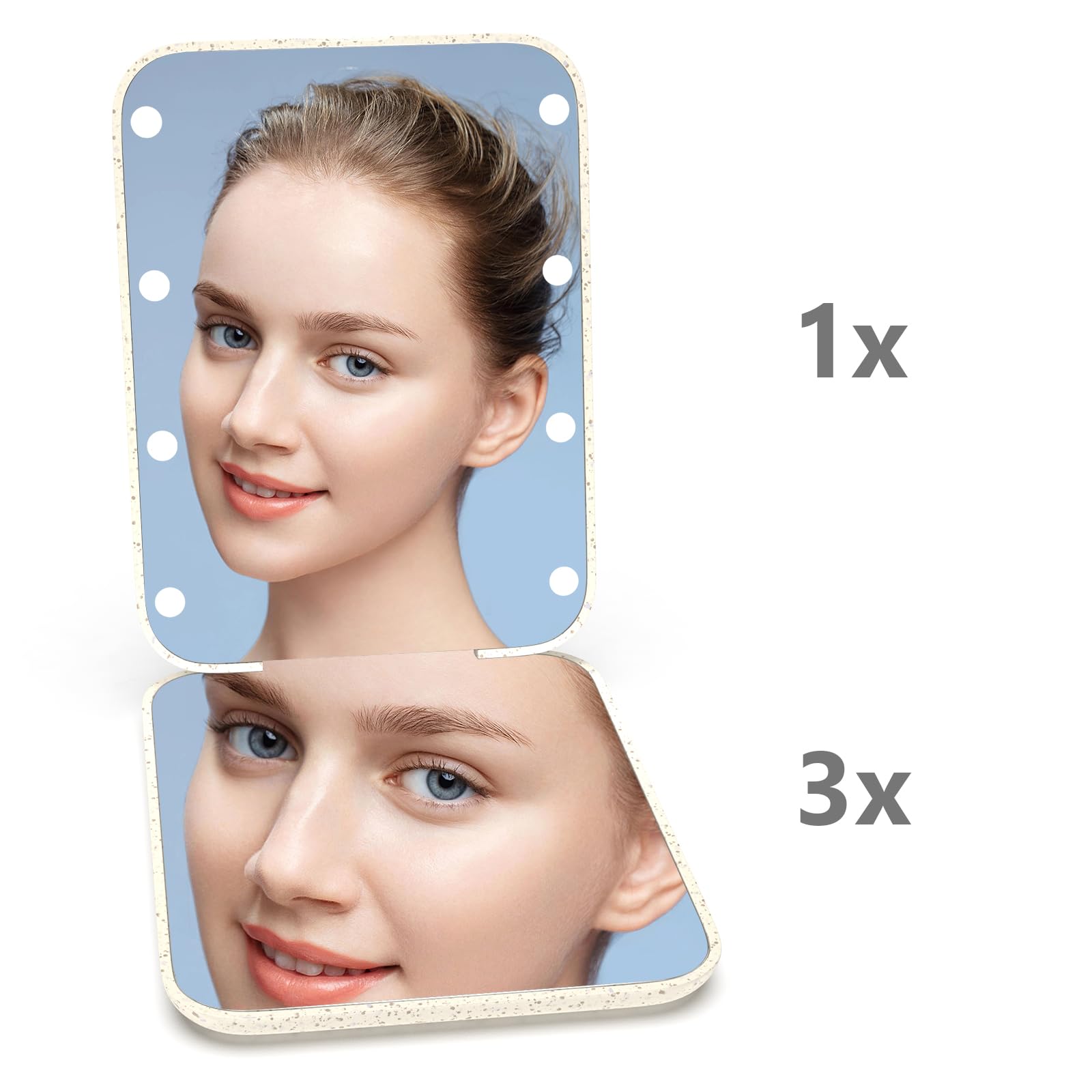 Kintion wheat straw compact mirror with LED light for clear visibility