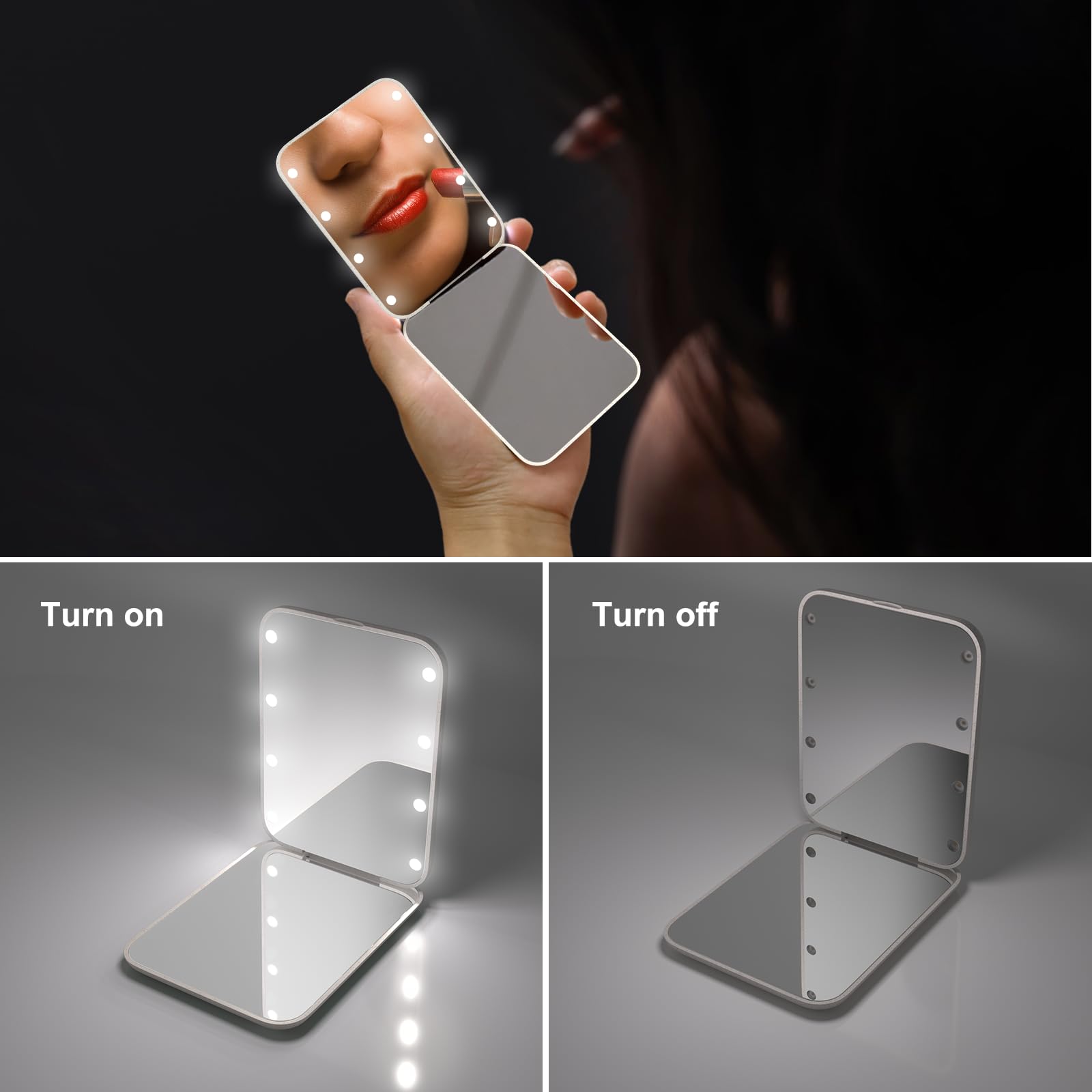 Kintion wheat straw compact mirror open with dual sides for makeup checks