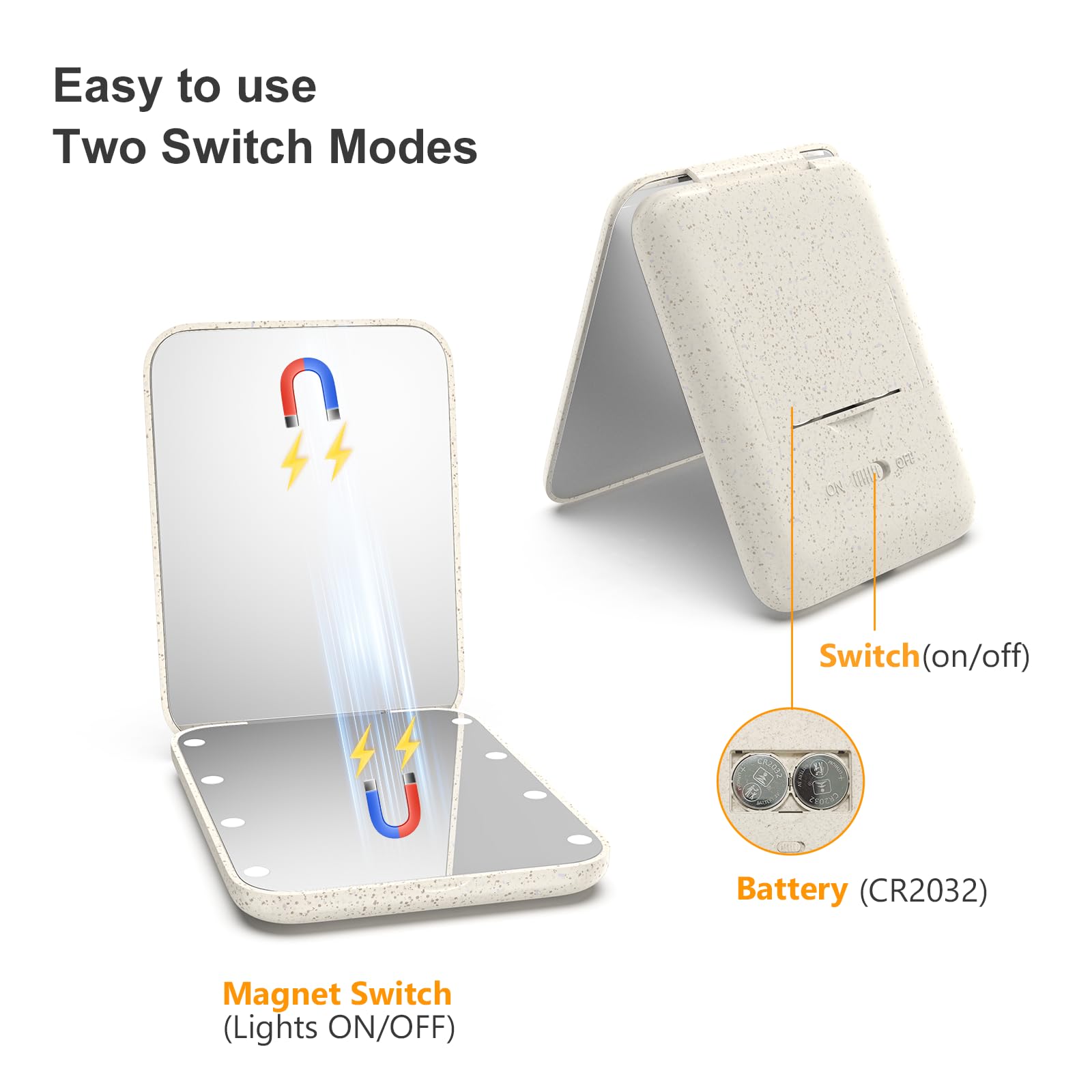 Kintion wheat straw compact mirror folded for travel and on-the-go touchups