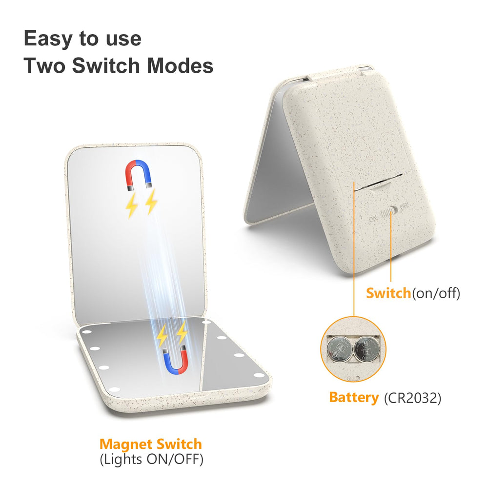 Kintion wheat straw compact mirror folded for travel and on-the-go touchups
