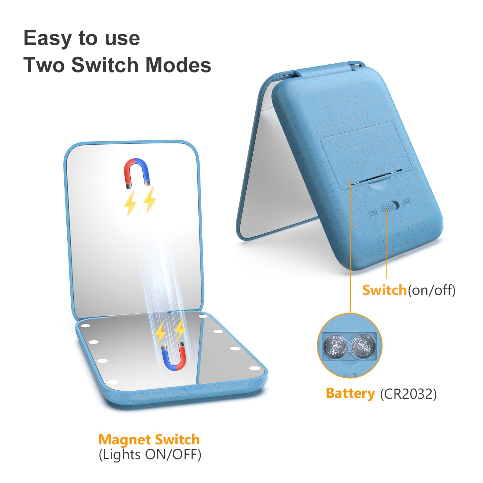Kintion pocket mirror magnetic switch keeps lid secure during travel