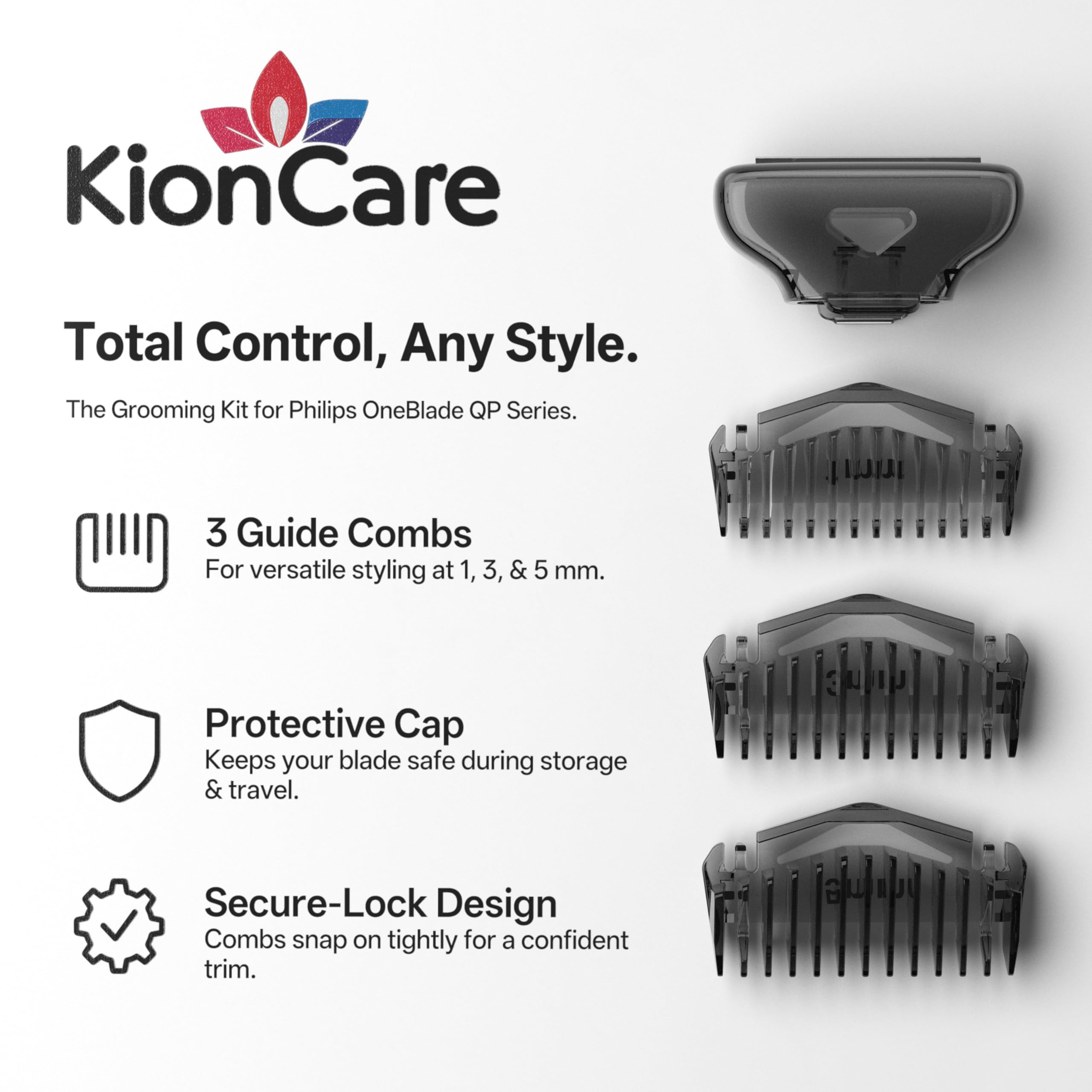 KIONCARE Guards Kit protective cap shields blade during storage.