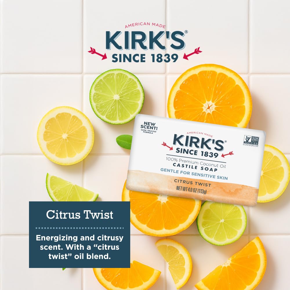Kirk’s Castile, aceite de coco, ingrediente clave para hidratación suave.