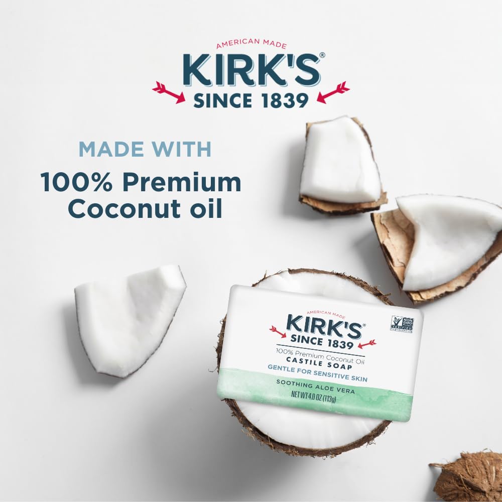 Kirks Castile Jabón con aloe vera para hidratación suave.