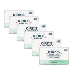 Kirks Castile Jabón en barra con etiqueta original, aroma fresco.