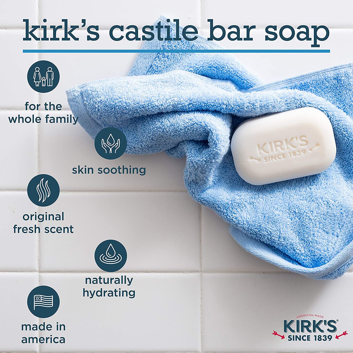 Kirk's Castile Coco: textura sedosa al contacto con la piel