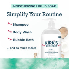 Kirks coconut oil and aloe vera ingredients close-up showing hydrating care.
