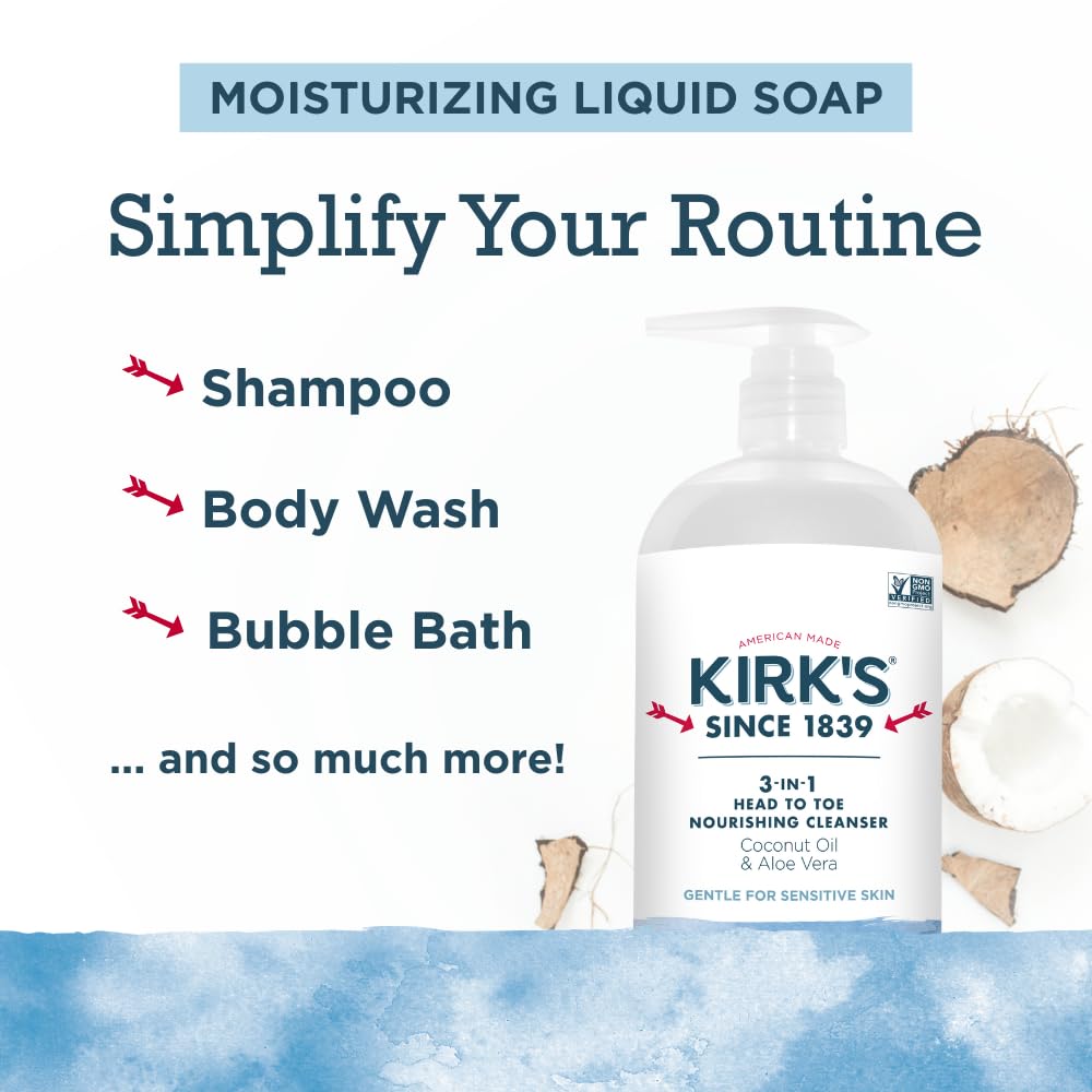 Coconut oil and aloe vera ingredients in Kirk's cleanser