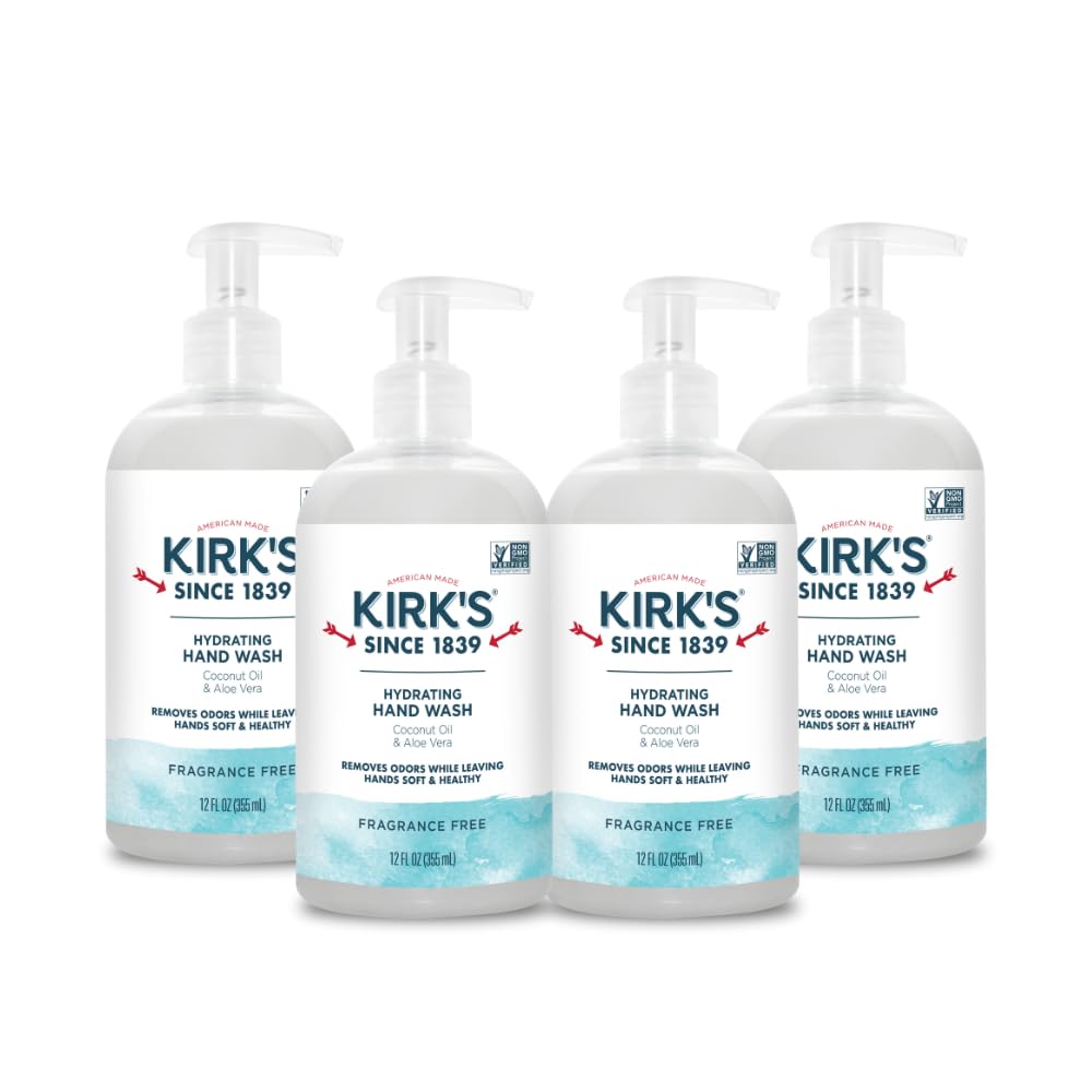 Kirk's Hydrating Hand Wash bottle with coconut oil for a creamy lather and soft hands