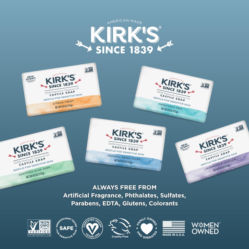 Kirk’s Jabón de Castilla hecho en Estados Unidos por mujeres propietarias