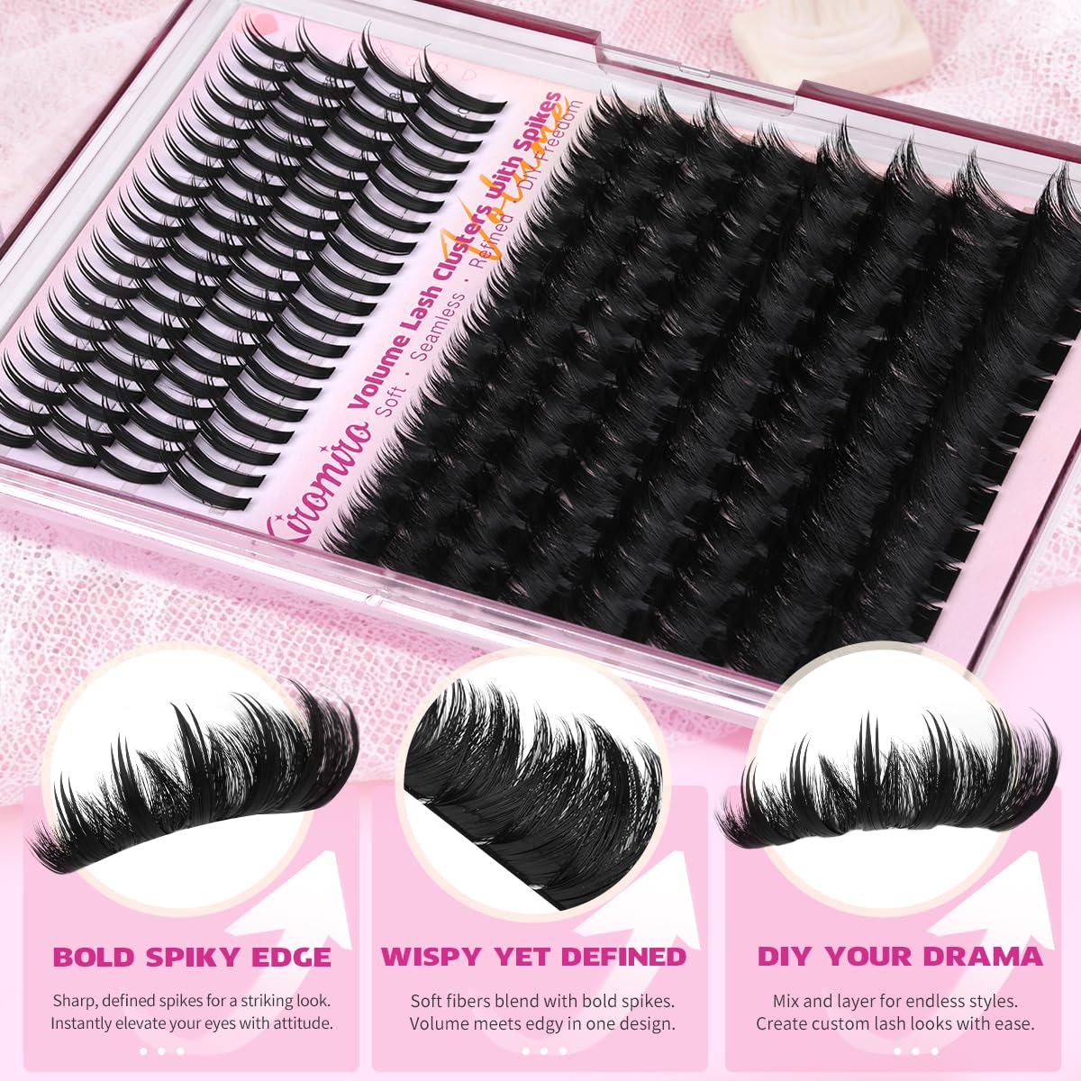 Kiromiro fluffy-lash clusters texture with wet spikes for dramatic volume