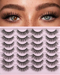Kiromiro false eyelashes 14mm 3D mink wispy cat-eye for natural enhancement.