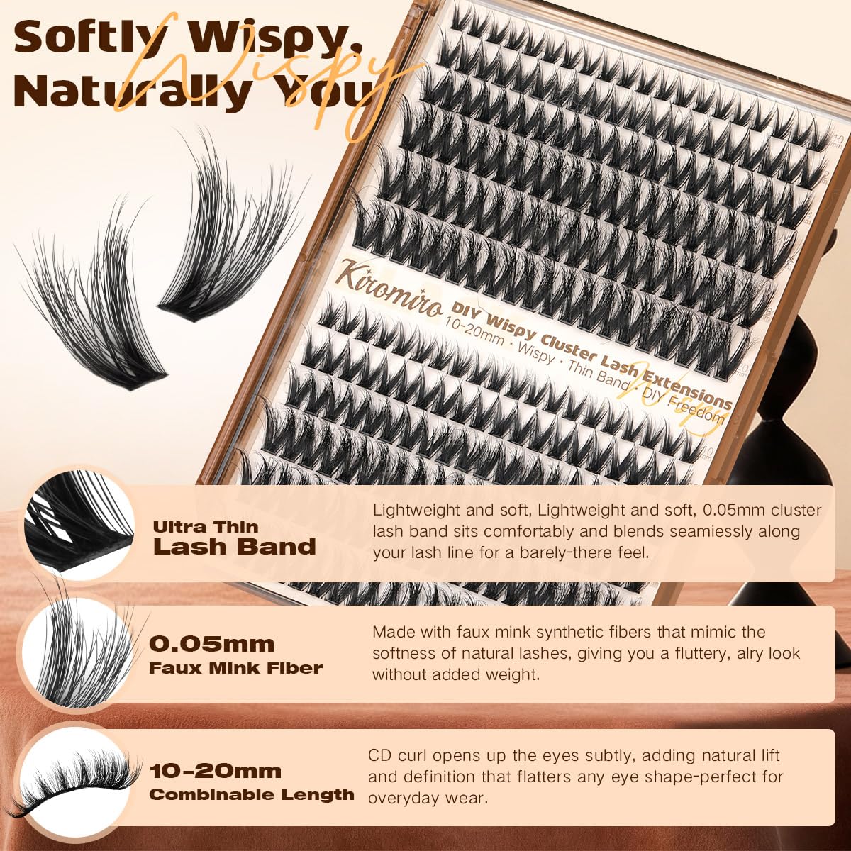 Kiromiro lash clusters natural glam look suitable for daily wear