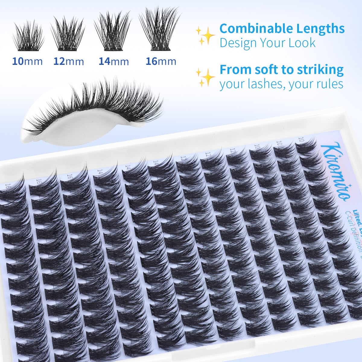 Kiromiro Lash Clusters natural look during application for day-to-night wear.