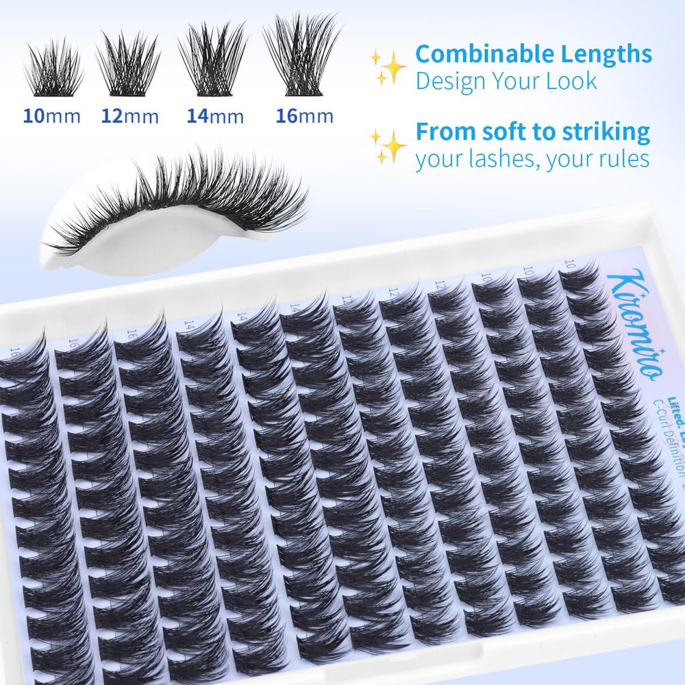 Kiromiro Lash Clusters natural look during application for day-to-night wear.