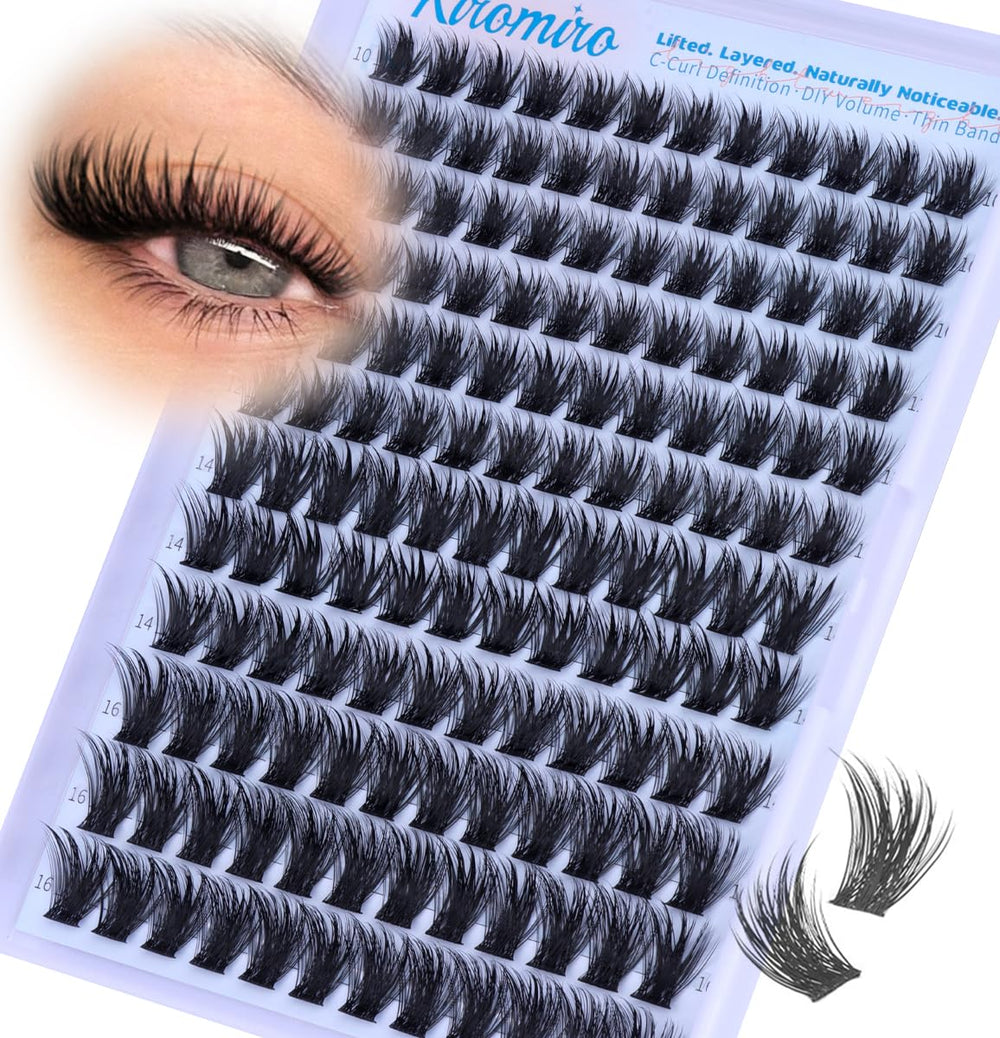 Kiromiro Lash Clusters wispy 10-16mm for feathered natural volume.