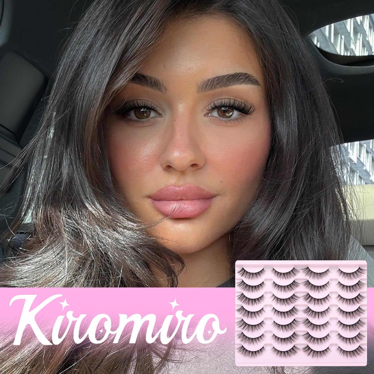 Kiromiro Lashes pack 14 pairs display for versatile looks.