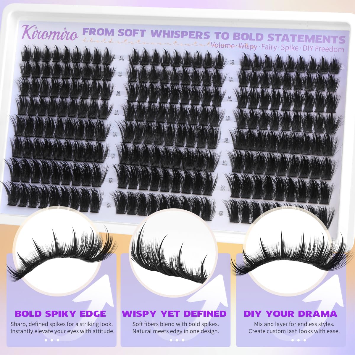 Kiromiro long-lasting cluster lashes hold their shape without stiffness.