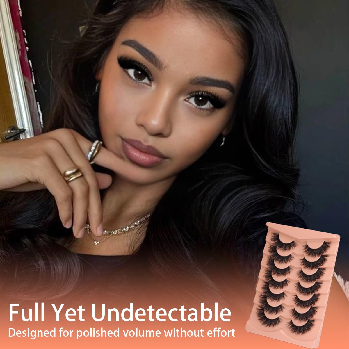 Kiromiro Mink Lashes full strip enhances eye shape with quick, easy application.
