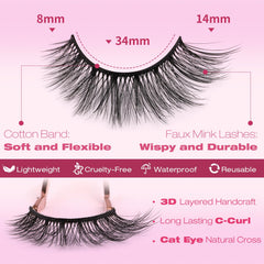 Kiromiro natural-look lashes 14mm 3D mink for everyday wear.