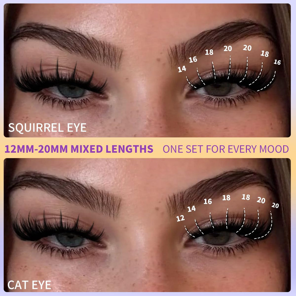 Kiromiro wispy lash clusters 12-20mm provide customizable volume for various eye shapes.