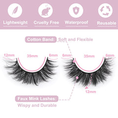 Kiromiro wispy 12mm 5D cross-eyed lashes for day-to-night transition.