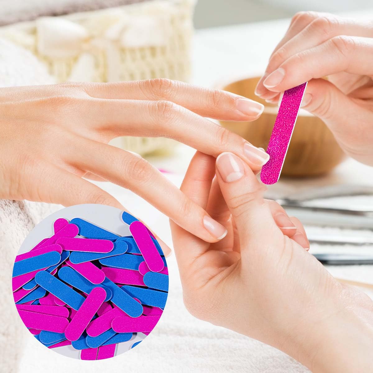 KISEER blue and pink disposable nail files ready for home or travel