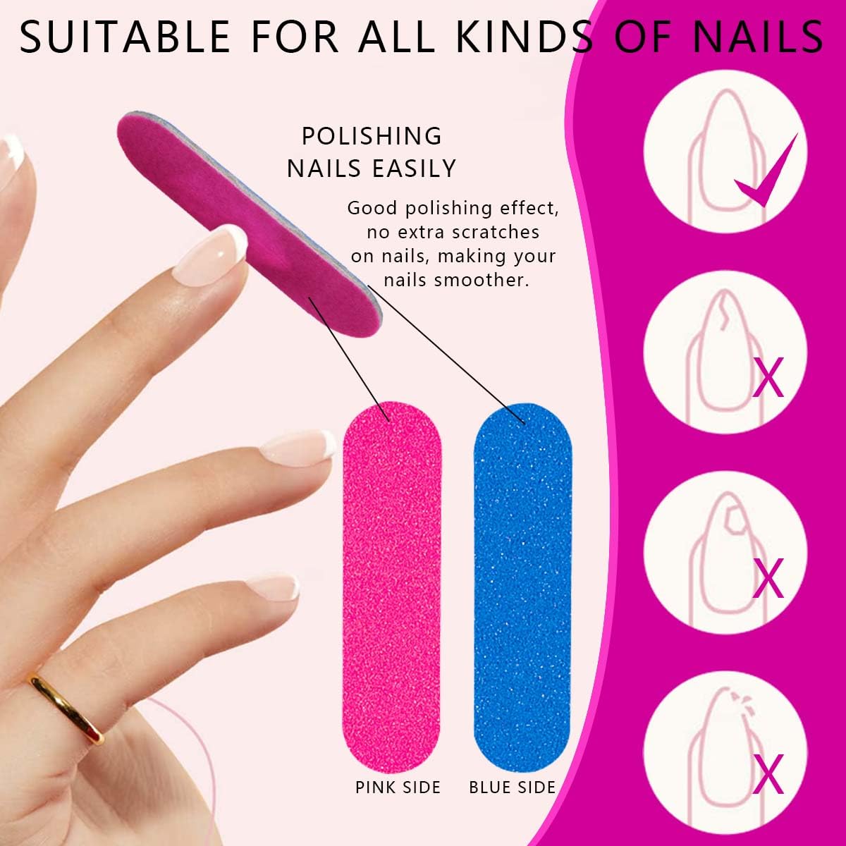 KISEER round-ended emery board design for comfortable nail shaping