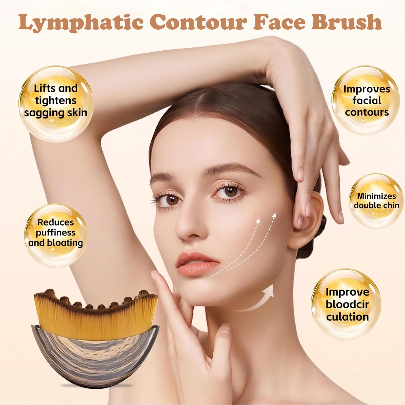Kismiger Lymphatic Contour Brush side profile view showing ergonomic grip for ease.