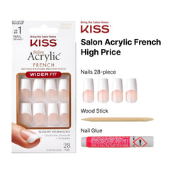 KISS Acrylic French Nails Kit, punta blanca en primer plano para un acabado elegante.