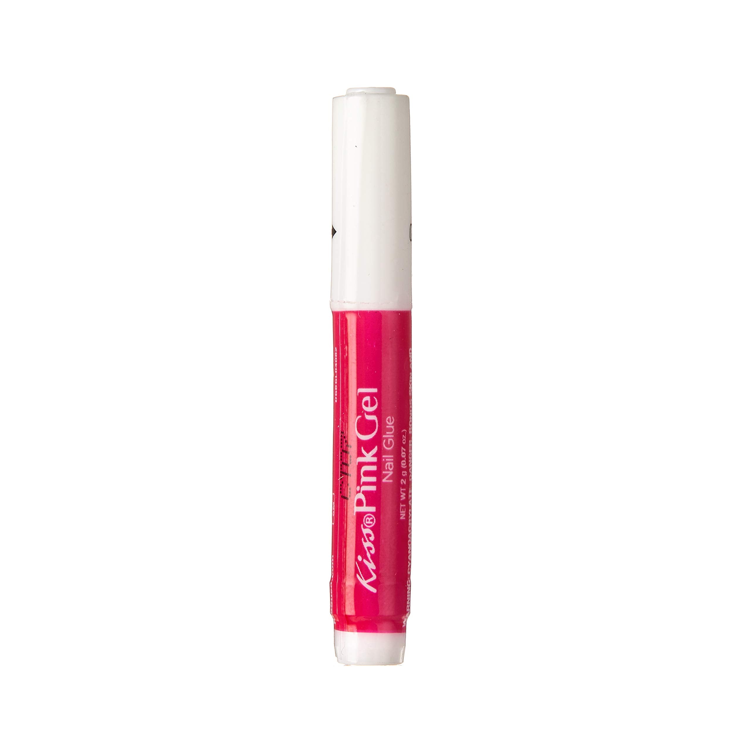KISS adhesivo gel rosa, detalle de fijación de diseños en uñas.