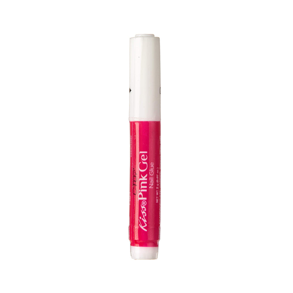 KISS adhesivo gel rosa, detalle de fijación de diseños en uñas.
