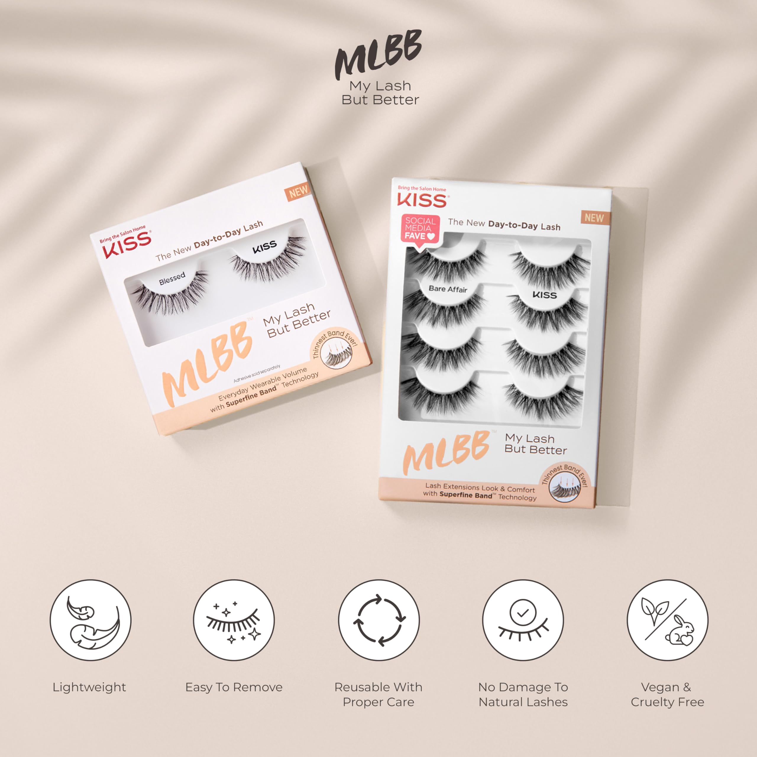 KISS Blessed 12mm lash applied with adhesive for secure wear