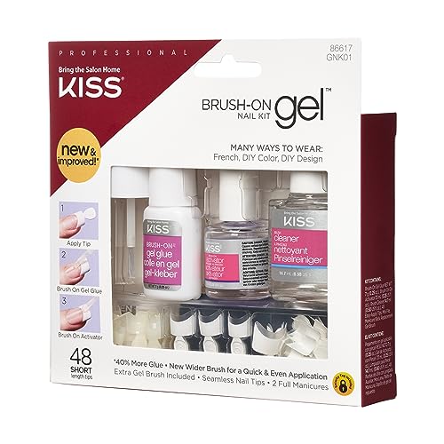 KISS brush-on gel nail tips display for durable French finishes