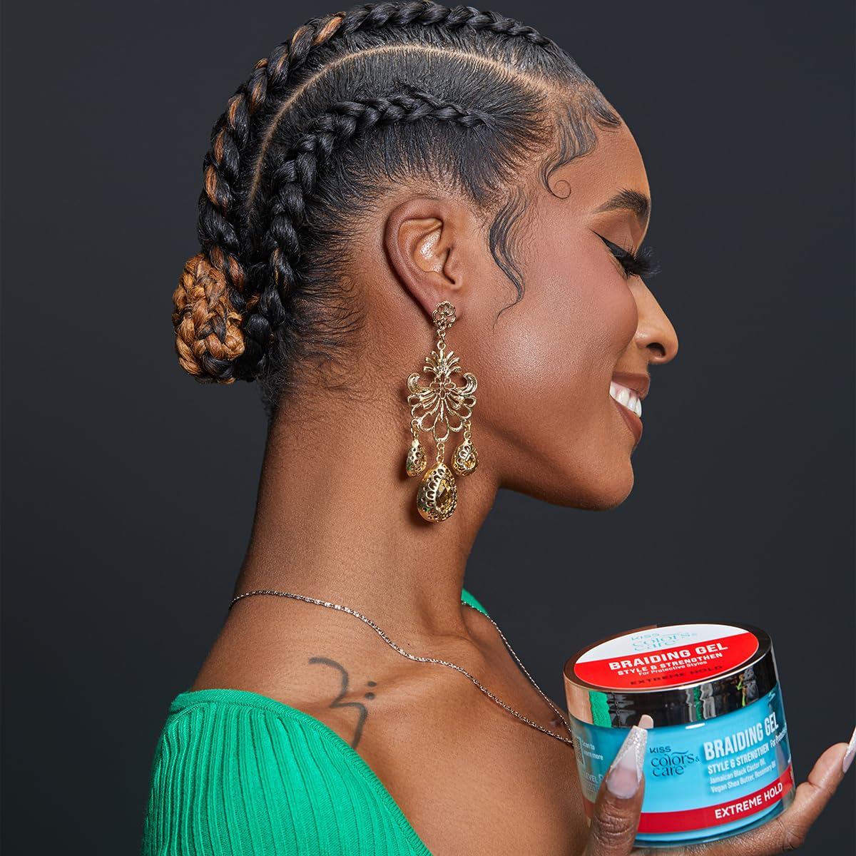 KISS Colors & Care braid gel supports protective styles with reliable hold.