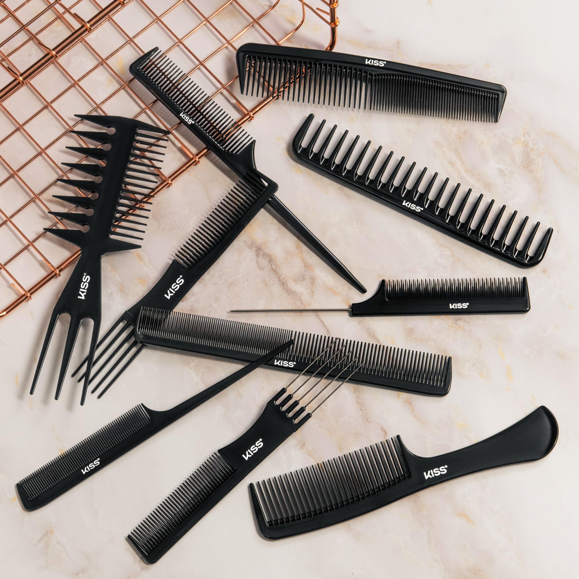 KISS Colors & Care fine-tooth comb for crisp parts and smoothing