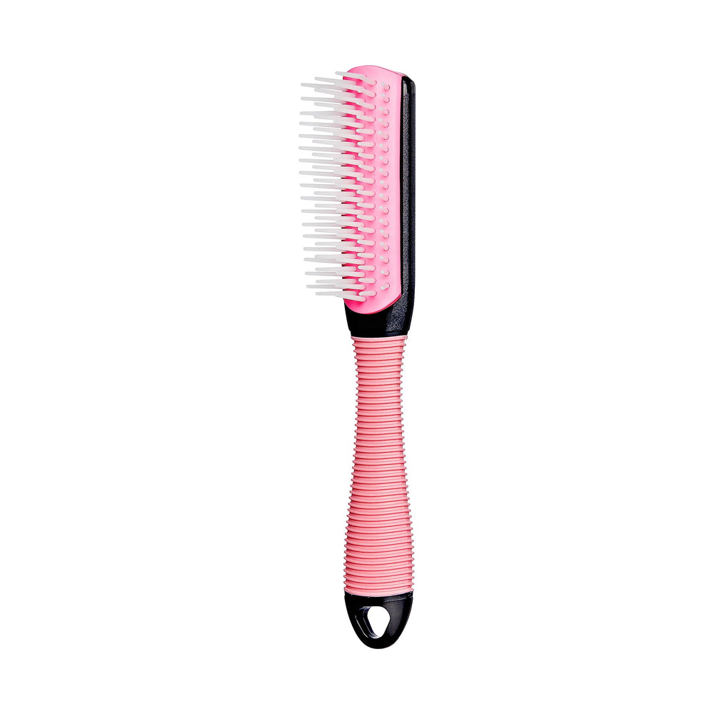 KISS Colors & Care detangler brush in use simplifies morning grooming.