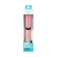 KISS Colors & Care kids mini detangler brush in pink for gentle knot removal.