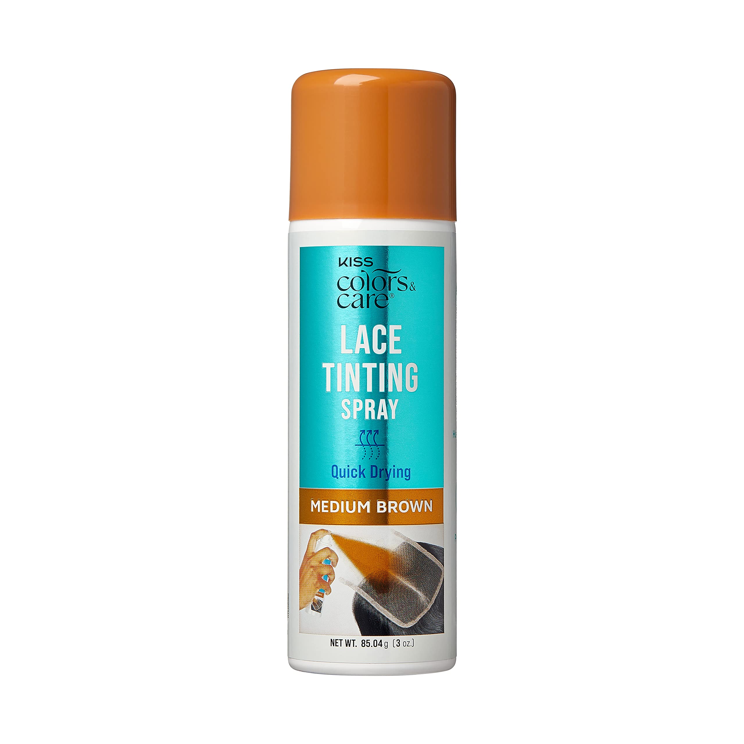 KISS Colors & Care quick-dry lace tint spray bottle close-up for seamless blending