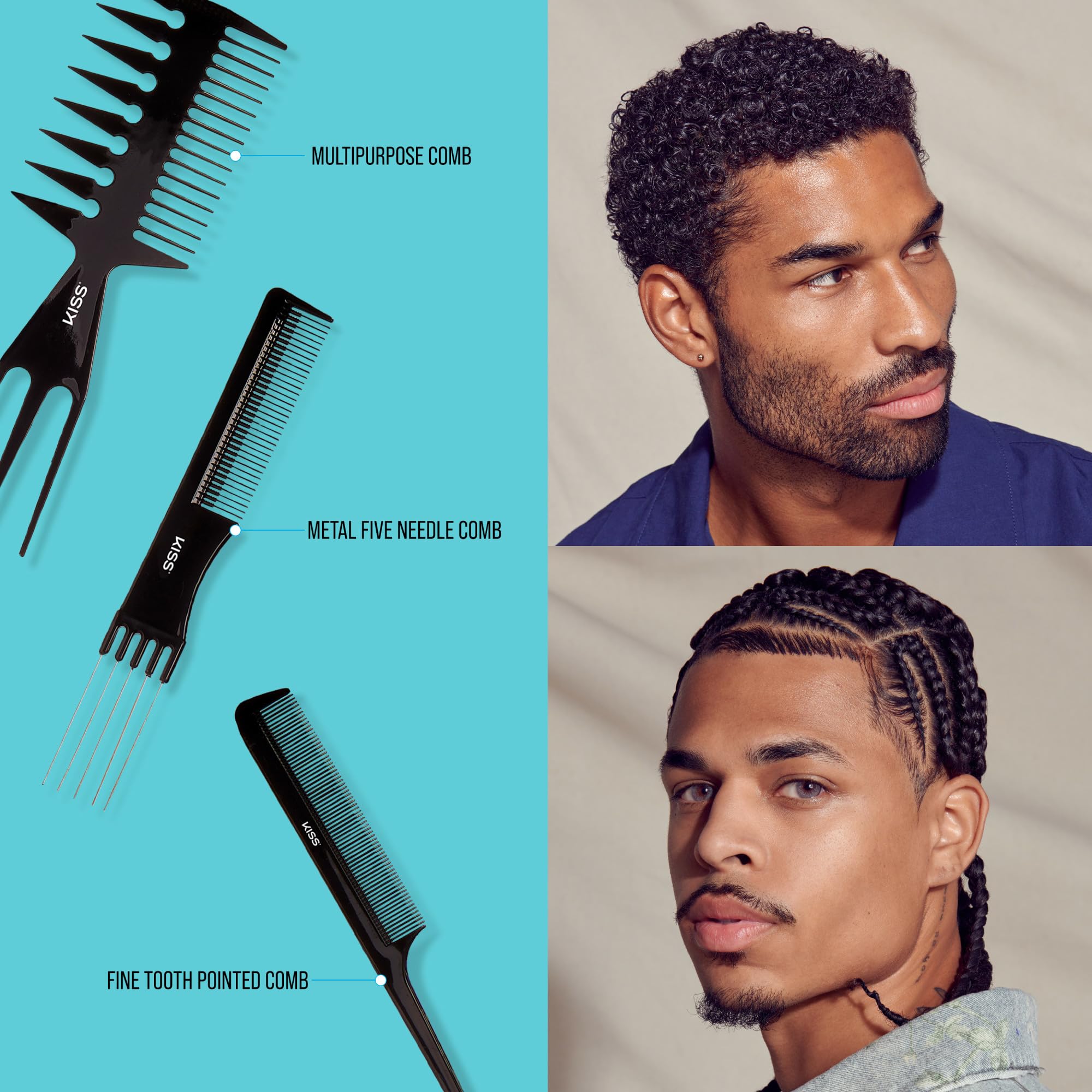 KISS Colors & Care soft flexible comb reduces snagging