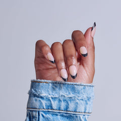 KISS CORE black almond press-on nails set for versatile sizes